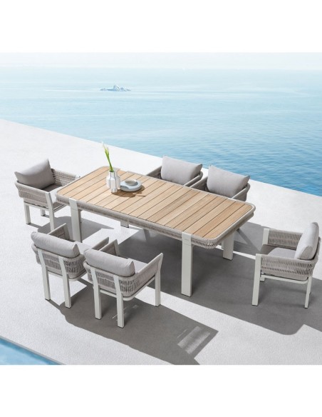 Σετ Τραπεζαρίας Borromeo 6Τμχ Αλουμινίου Taupe Oranon